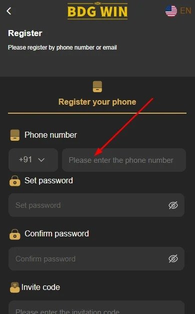 Enter the phone number to register